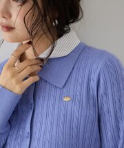 ケーブルドッキング衿付きカーディガン
