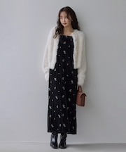 前後2WAYカラー刺繍ベロアキャミワンピース