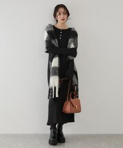 キラキラ釦リブニットワンピース