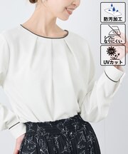 【WEB限定カラー】多機能ランダムタックブラウス/セレモニー・通勤対応