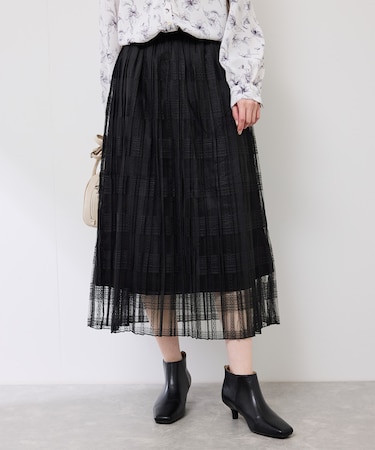 レースプリーツロングスカート