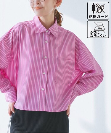 【花粉ガード・防シワ】クロップドシャツ