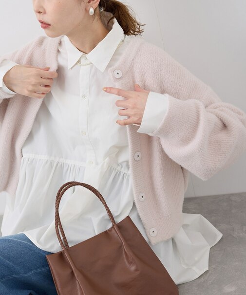 fluffy knitフラッフィーニット/ふわふわMIXフェザーニットカーディガン/洗濯機OK