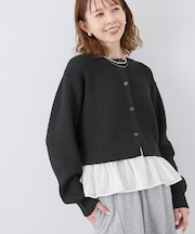 布帛使いショート丈カーディガン