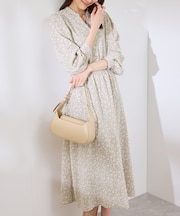 小花柄スキッパーロングワンピース