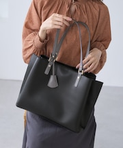 【WEB限定】【A4対応】チャーム付きバイカラートートバッグ/通勤対応