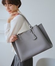 【WEB限定】【A4対応】チャーム付きバイカラートートバッグ/通勤対応