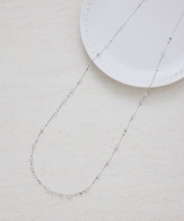 飛ばしクリアビーズミディアムネックレス