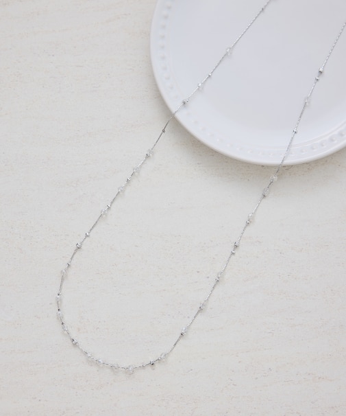 飛ばしクリアビーズミディアムネックレス