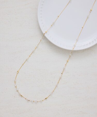 飛ばしクリアビーズミディアムネックレス