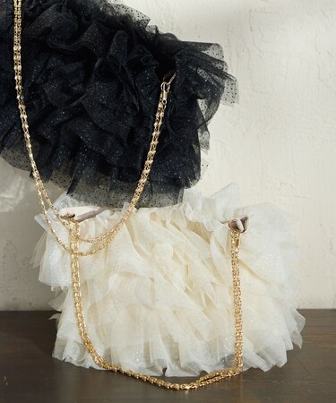 キラキラシアーフリルチェーンショルダーバッグ