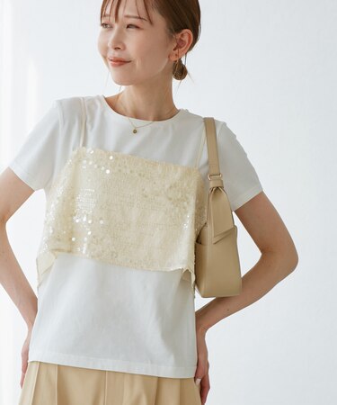 スパンコールビスチェ付きカットトップス