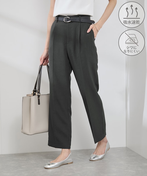 【吸水速乾・防シワ】エフォートレスリラックススティックパンツ/通勤・セットアップ対応