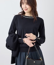 ライン入りニットプルオーバー/アンチピリング・洗濯機OK