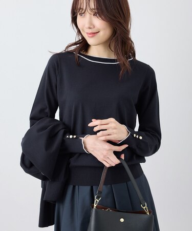 ライン入りニットプルオーバー/アンチピリング・洗濯機OK