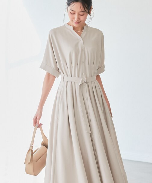 【3サイズ展開】シャツコンシャス半袖ワンピース