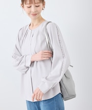 【2サイズ展開】レースポイントブラウス/通勤対応
