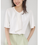 【WEB限定サイズ】配色ボウタイ風ハーフスリーブブラウス/通勤対応