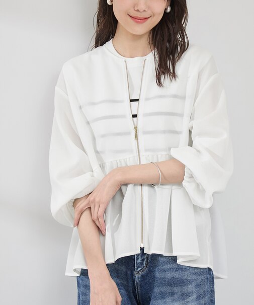 メッシュペプラムブルゾン