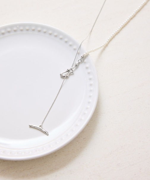 パール×チェーンラリエットネックレス