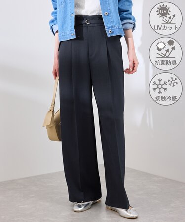 カナパ ベルト付きワイドパンツ/セットアップ対応・UV・抗菌防臭・接触冷感