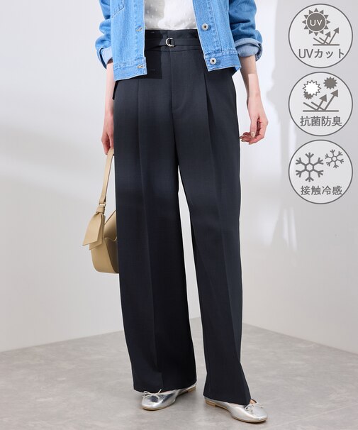 カナパ ベルト付きワイドパンツ/セットアップ対応・UV・抗菌防臭・接触冷感