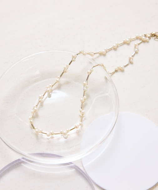 パールデザインショートネックレス