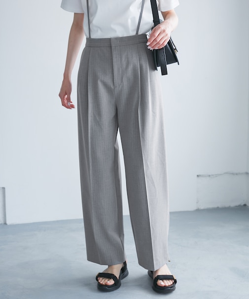 【3サイズ展開】サスペンダー付きワイドパンツ