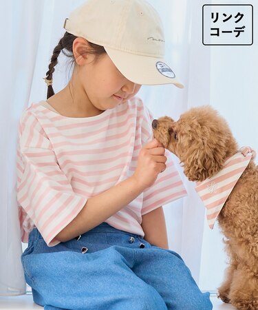 【KIDS】ハーフスリーブボーダーTシャツ/リンクコーデ