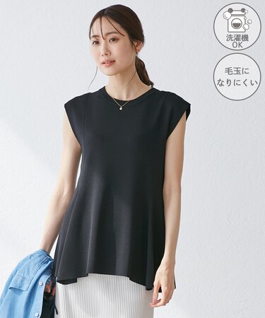 【洗濯機OK・アンチピリング】八方映えニット ペプラムニットプルオーバー