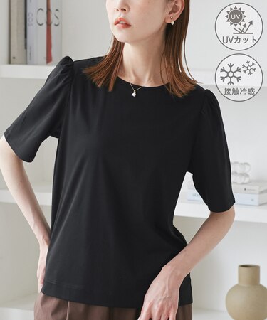 【UVカット・接触冷感】70シルケットパフスリーブトップス
