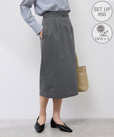 【UV対応】【リネンライク・シリーズ】アイラインスカート/通勤・セットアップ対応