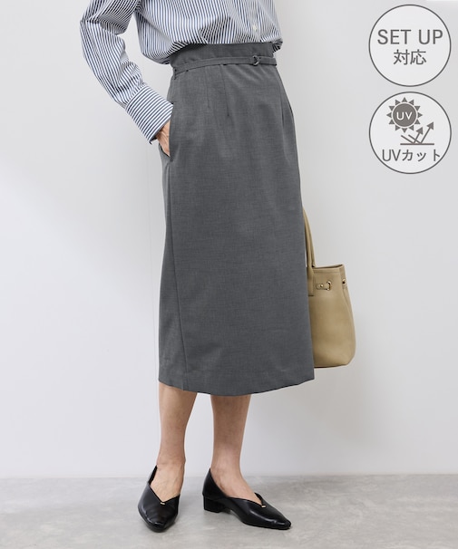 【UV対応】【リネンライク・シリーズ】アイラインスカート/通勤・セットアップ対応