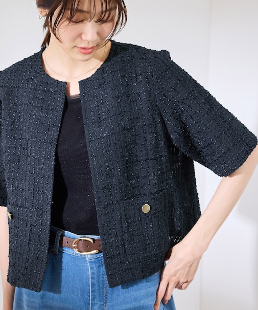 【サマー・ツイード】ハーフスリーブジャケット