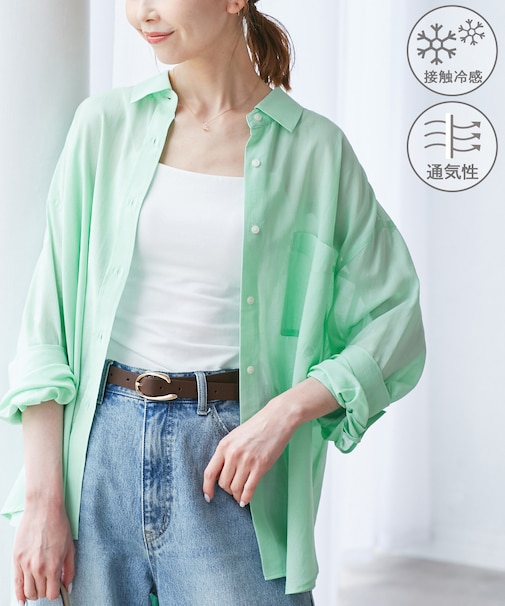 【接触冷感・通気性】お着軽シャツシリーズ/綿ボイルバックタックシャツ