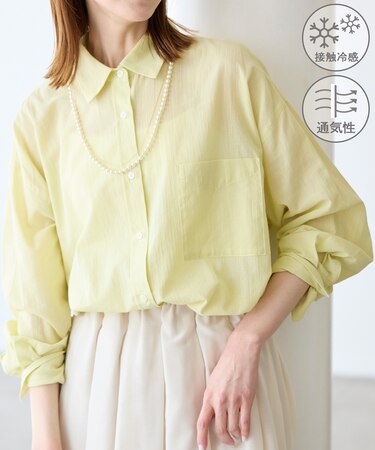 【接触冷感・通気性】お着軽シャツシリーズ/綿ボイルバックタックシャツ