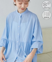 【接触冷感・通気性】お着軽シャツシリーズ/綿ボイルペプラムシャツ