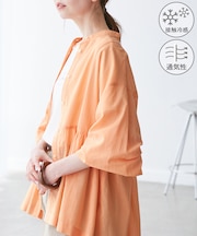 【接触冷感・通気性】お着軽シャツシリーズ/綿ボイルペプラムシャツ