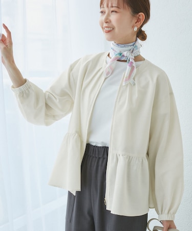 【紫外線+近赤外線カット】ペプラムカーディガンブルゾン