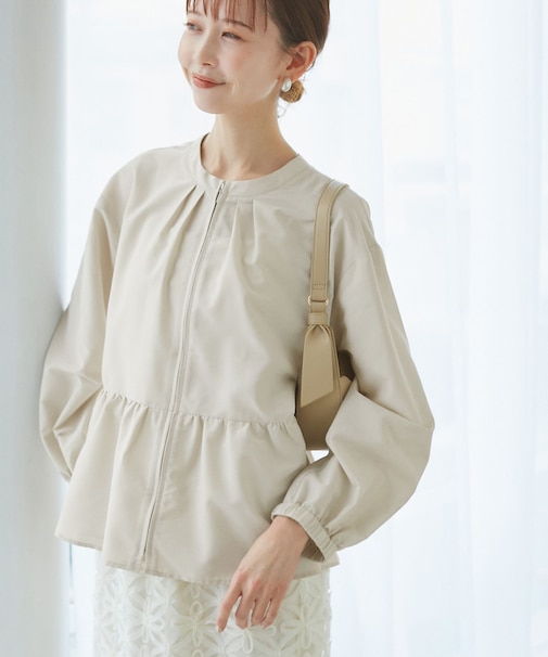 【紫外線+近赤外線カット】ペプラムカーディガンブルゾン