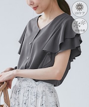 【WEB限定カラー】【UVケア・接触冷感・前後2WAY】フレアスリーブブラウス