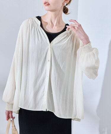 割繊ギャザーブラウス