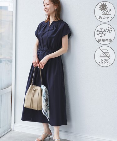 【UVカット・接触冷感・イージーケア】スキッパーシャツワンピース