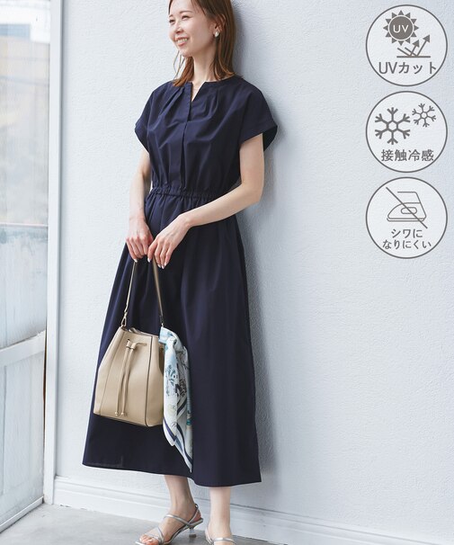 【UVカット・接触冷感・イージーケア】スキッパーシャツワンピース