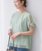 Cutee チュールドッキングツイストスリーブトップス/リンクコーデ