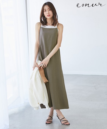【emur/エミュール】ワンウォッシュリネンキャミワンピース