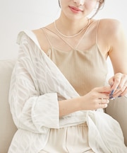コード使いカップ付きリブキャミインナー