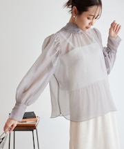 2WAY/配色リボンブラウス