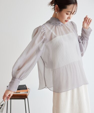 2WAY/配色リボンブラウス