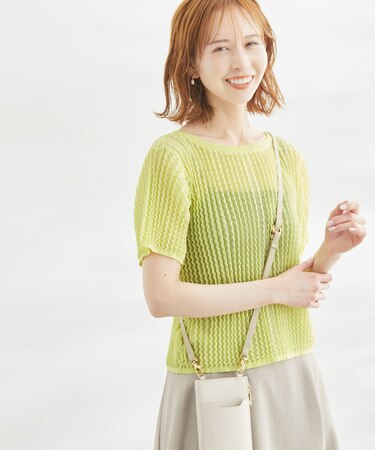 2WAY/ポコポコ編みシアープリーツカーディガン